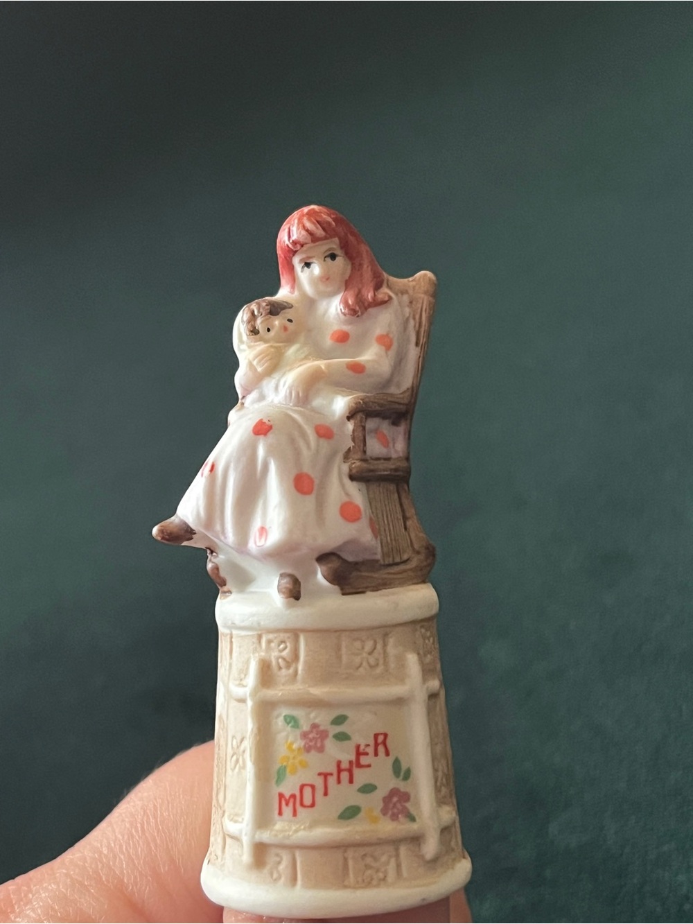 Enesco Porcelain Mother and Child Figurine in White and Pink